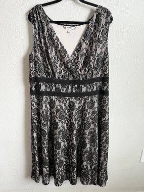 AA Studio AA Black Lace Sleeveless Fit & Flare Dress Women's 18W Dark Romantic